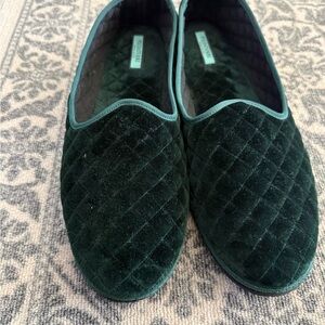 PIEDATERRE Green Quilted Velvet Loafers made in Italy